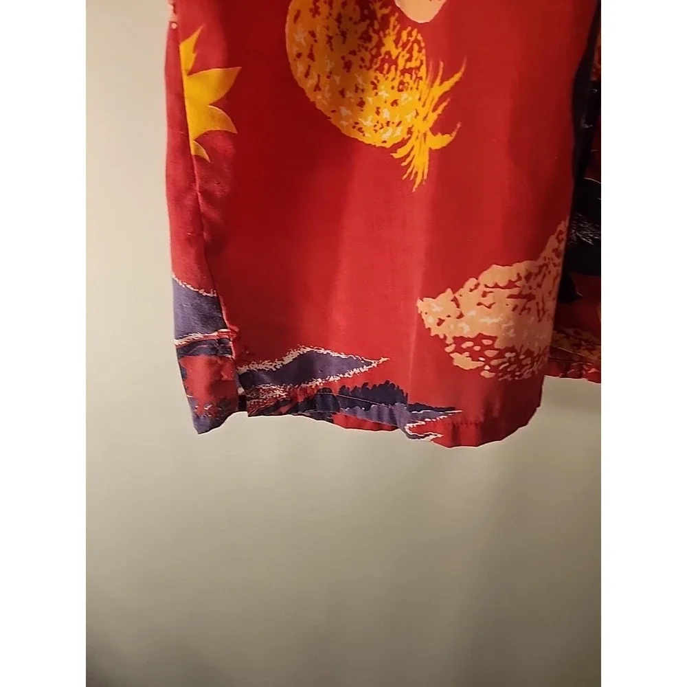 Repage Hawaiian Shirt Red Pineapple‎ Palm Tree Aloha Mens Large Vintage 80s READ